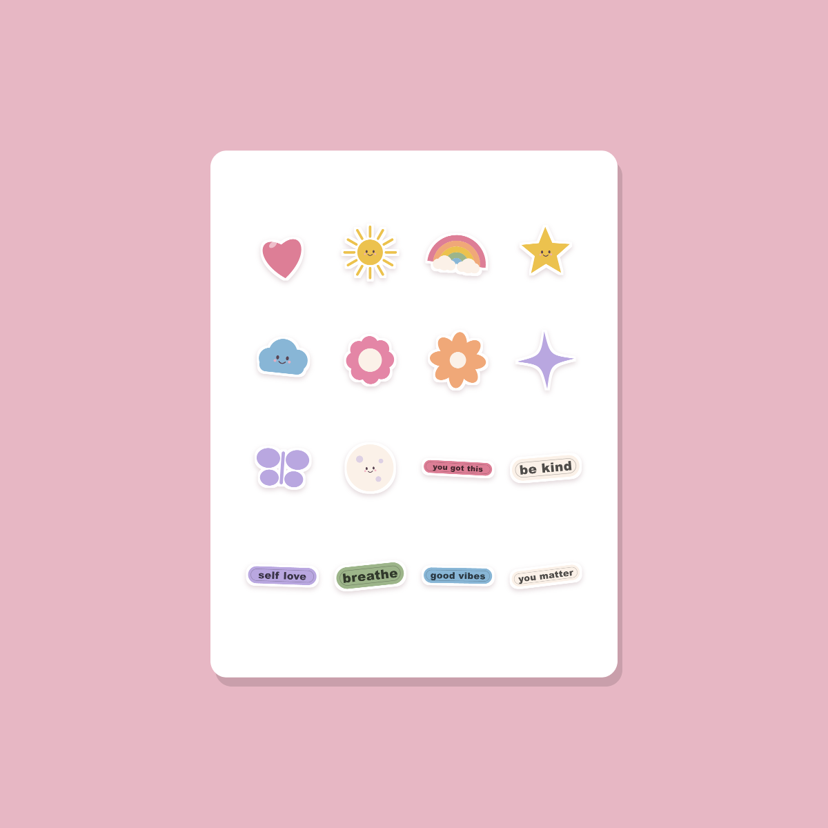 Affirmation Sticker Pack — 16 Die-Cut Self-Love & Positive Quote Stickers (PNG + SVG, Commercial Use) preview 3
