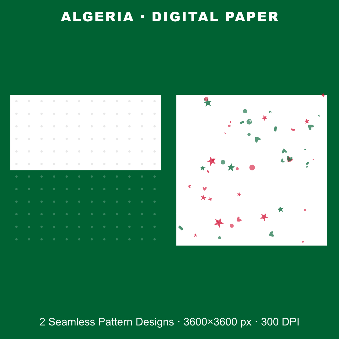 Algeria Football Fan Pack — Stickers, Digital Paper, Poster & Coloring Page preview 3