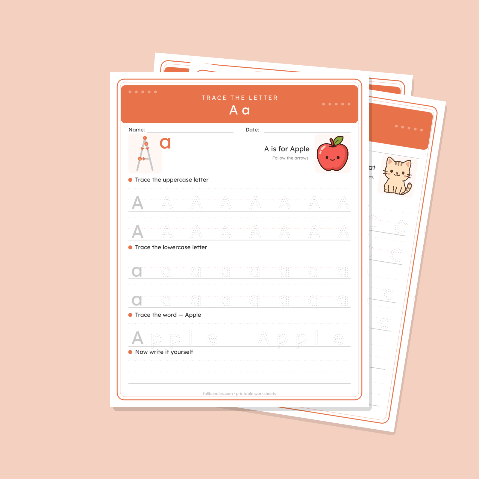 Alphabet Tracing Worksheets — 26 Printable A-Z Letter Practice Pages with Formation Arrows & Cute Pictures (Preschool & Kindergarten)