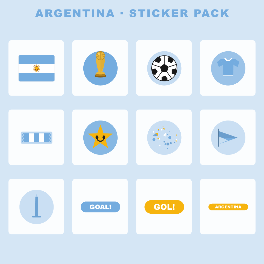 Argentina Football Fan Pack — Stickers, Digital Paper, Poster & Coloring Page preview 2