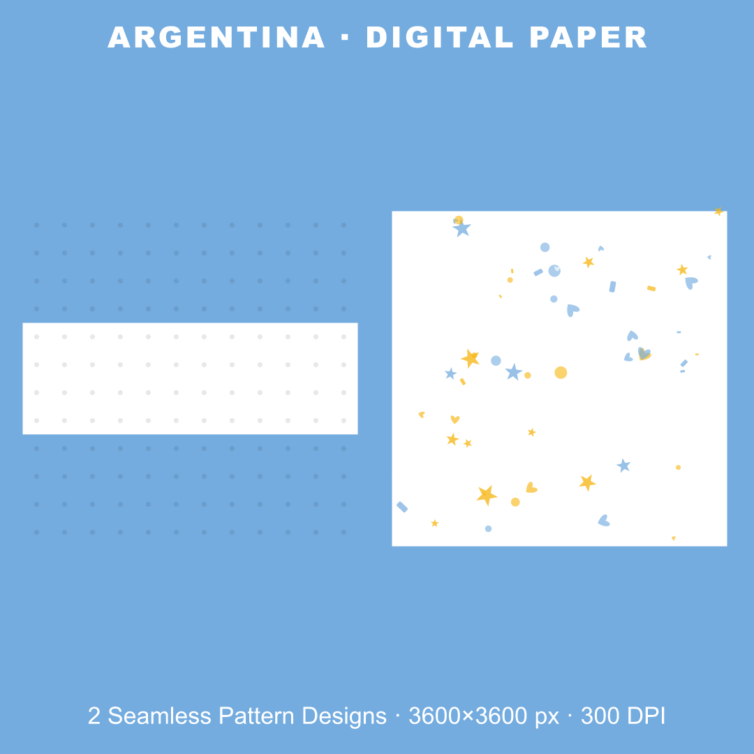 Argentina Football Fan Pack — Stickers, Digital Paper, Poster & Coloring Page preview 3