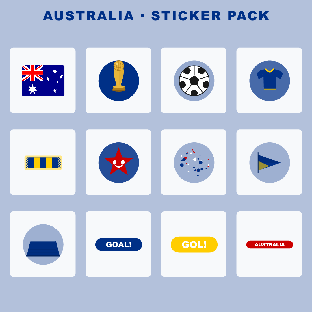 Australia Football Fan Pack — Stickers, Digital Paper, Poster & Coloring Page preview 2