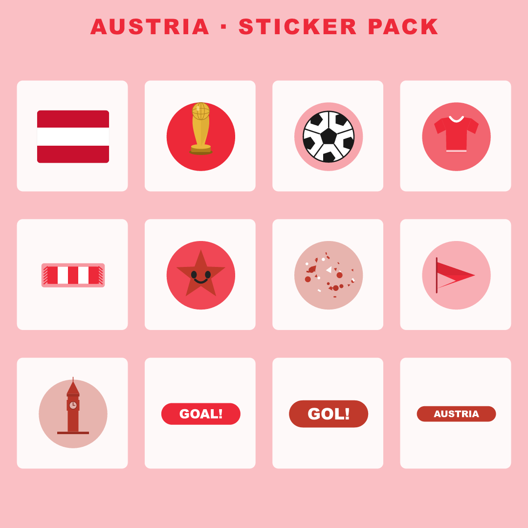 Austria Football Fan Pack — Stickers, Digital Paper, Poster & Coloring Page preview 2