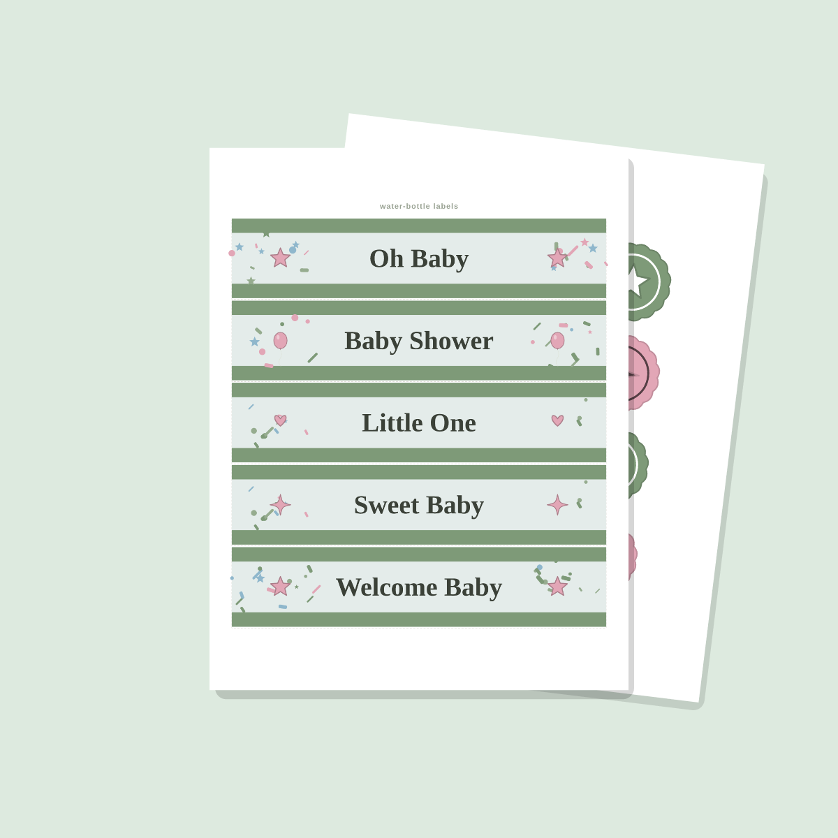 Baby Shower Printables Set — Cupcake Toppers, Favor Tags, Labels & Welcome Sign (Printable PDF + SVG) preview 4
