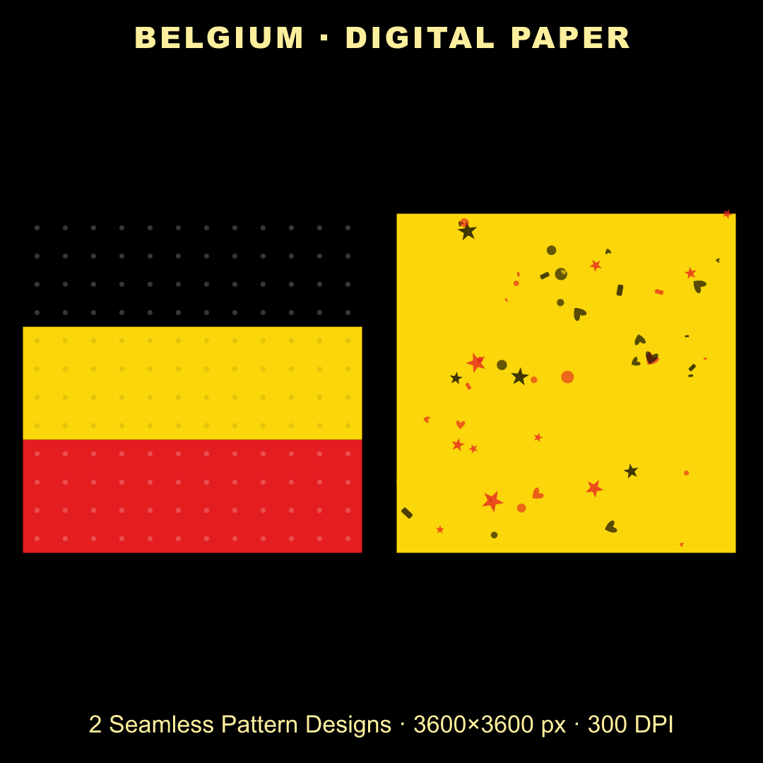 Belgium Football Fan Pack — Stickers, Digital Paper, Poster & Coloring Page preview 3