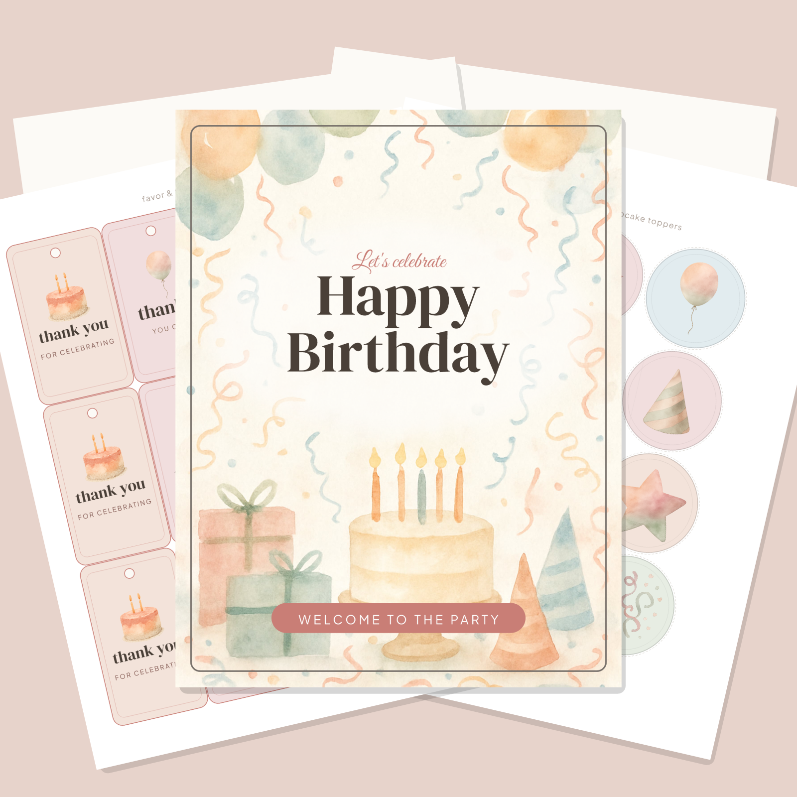 Birthday Party Printables Mega-Bundle — All 10 Art Styles (70 Sheets: Invitations, Banners, Toppers, Tags & More) — PDF + SVG preview 3