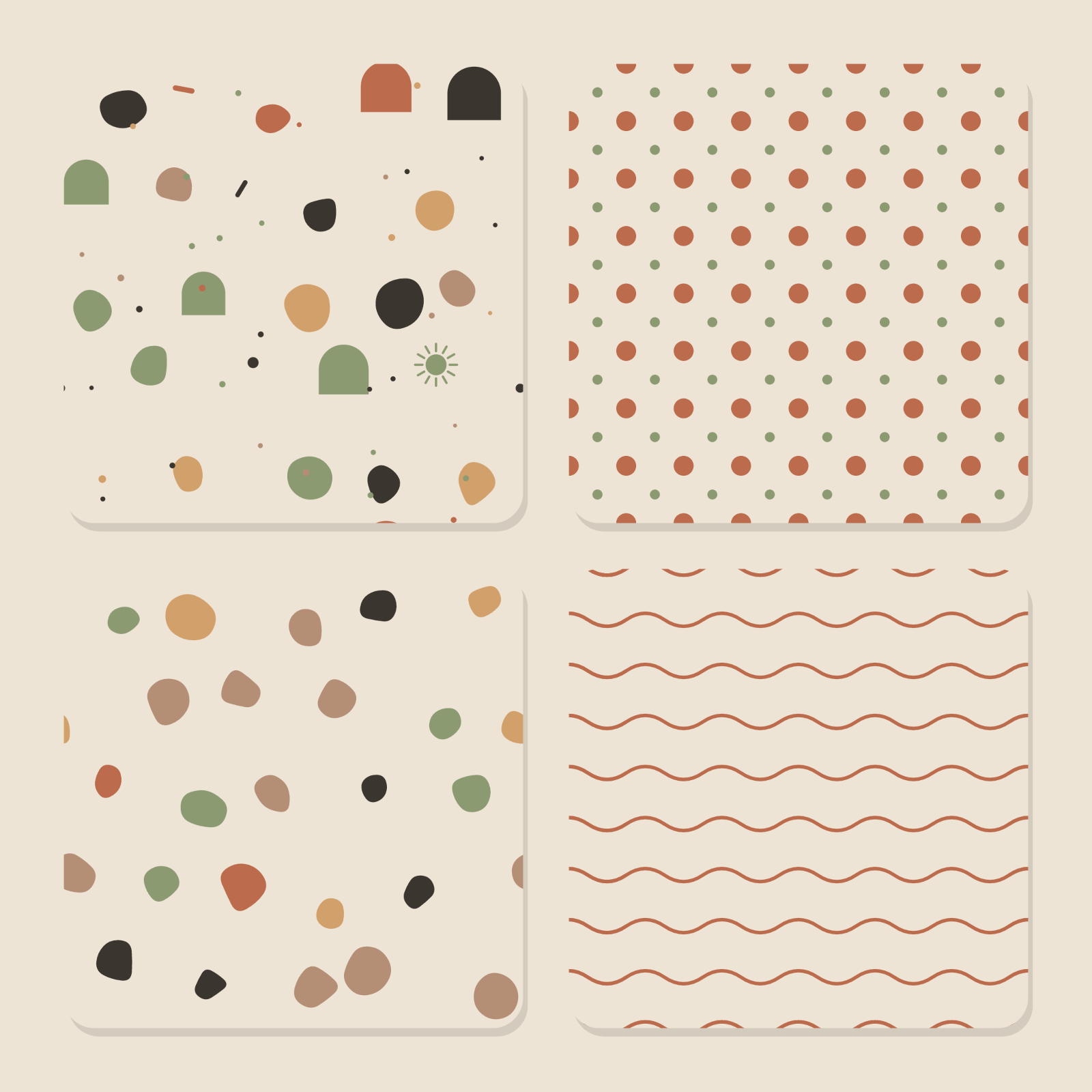 Boho Neutral Digital Paper Pack — 8 Seamless Abstract Arch, Sun & Shape Patterns (Commercial Use)