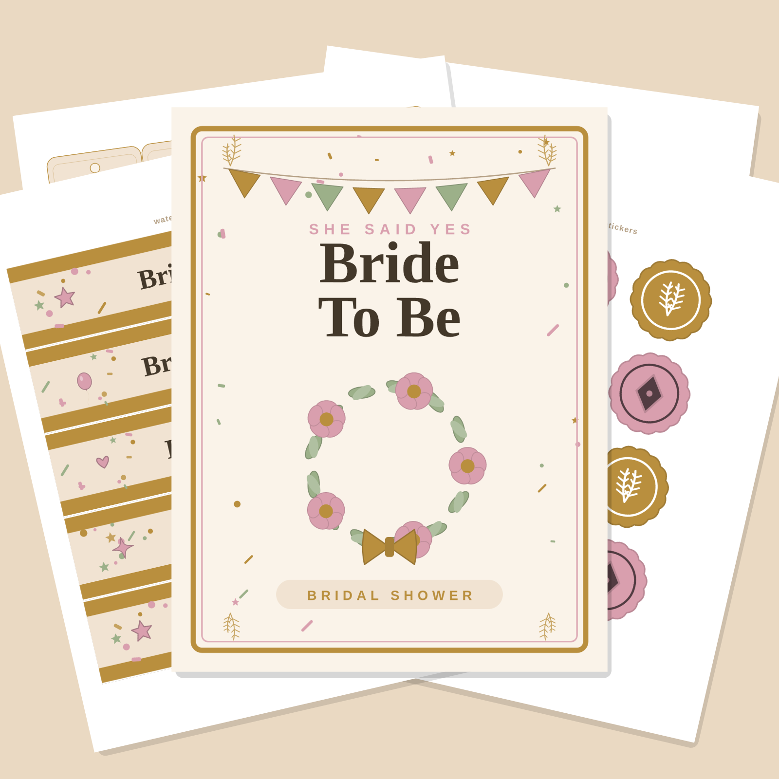 Bridal Shower Printables Set — Cupcake Toppers, Favor Tags, Labels & Welcome Sign (Printable PDF + SVG)