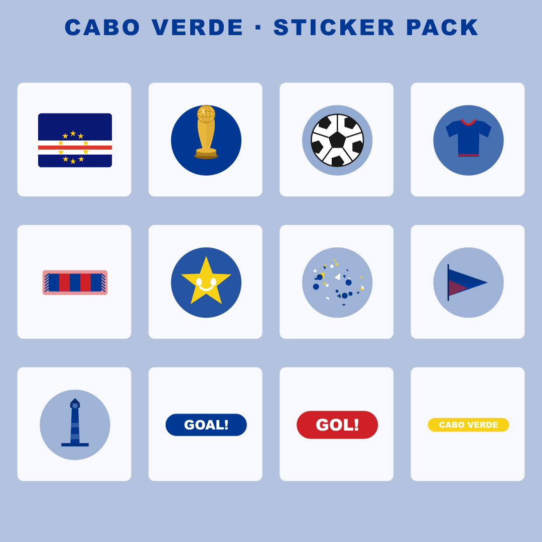 Cabo Verde Football Fan Pack — Stickers, Digital Paper, Poster & Coloring Page preview 2
