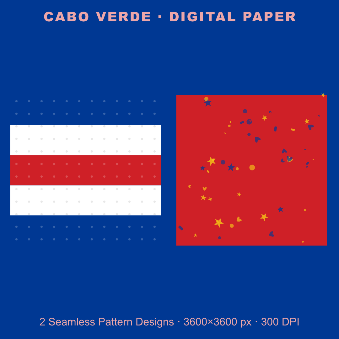 Cabo Verde Football Fan Pack — Stickers, Digital Paper, Poster & Coloring Page preview 3