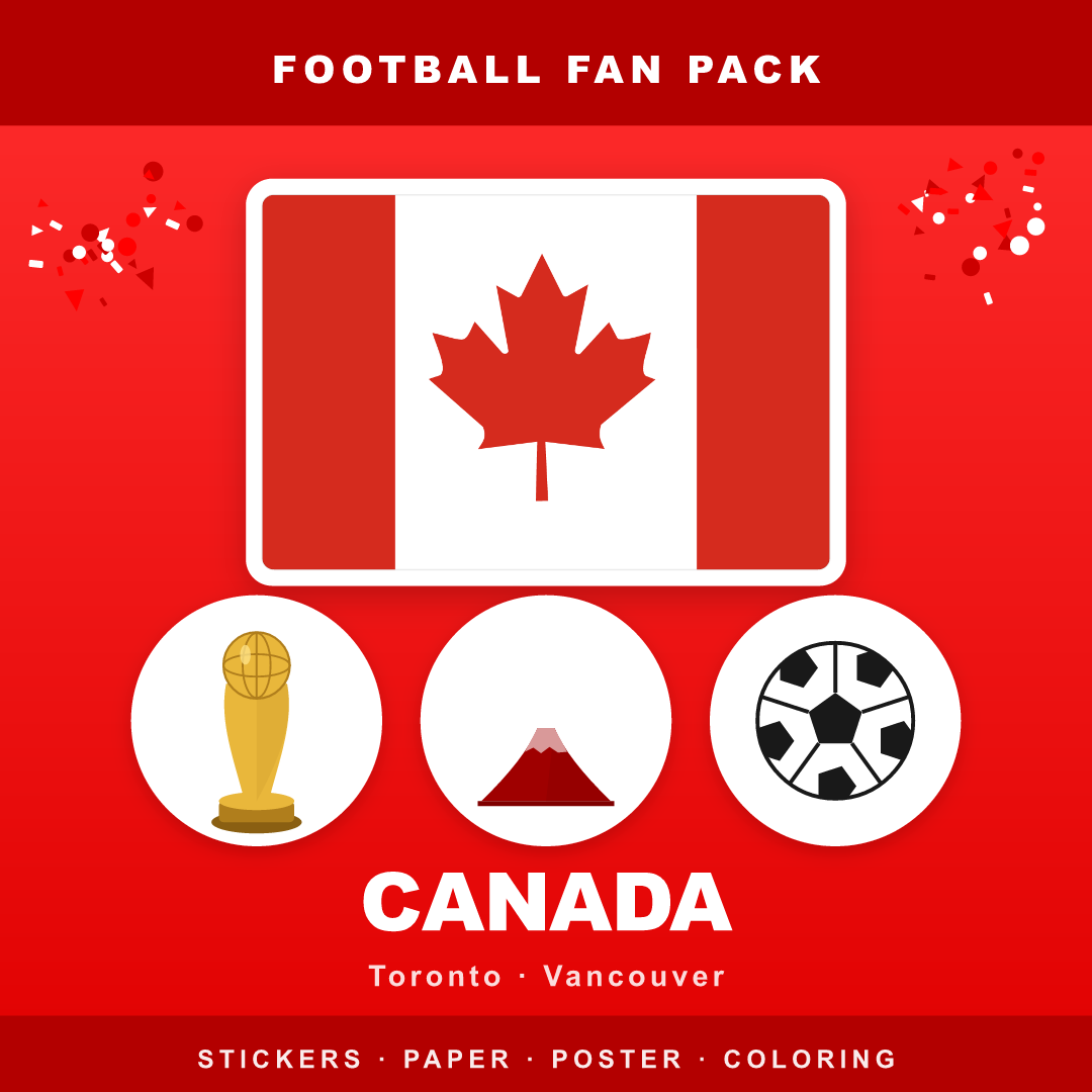 Canada Football Fan Pack — Stickers, Digital Paper, Poster & Coloring Page