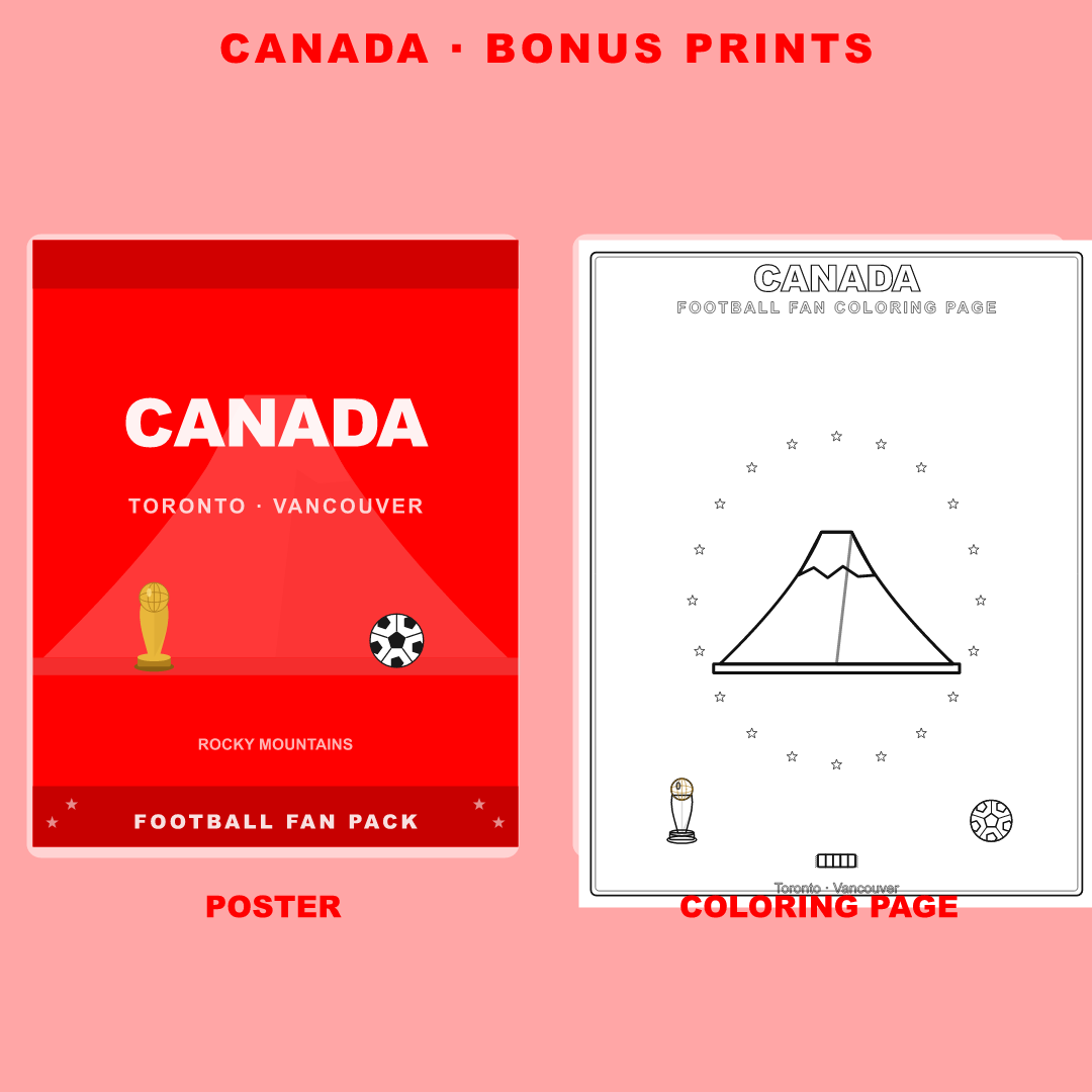 Canada Football Fan Pack — Stickers, Digital Paper, Poster & Coloring Page preview 4