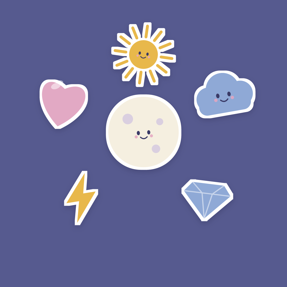 Celestial Sticker Pack — 14 Die-Cut Moon, Star & Crystal Stickers (PNG + SVG, Commercial Use) preview 2