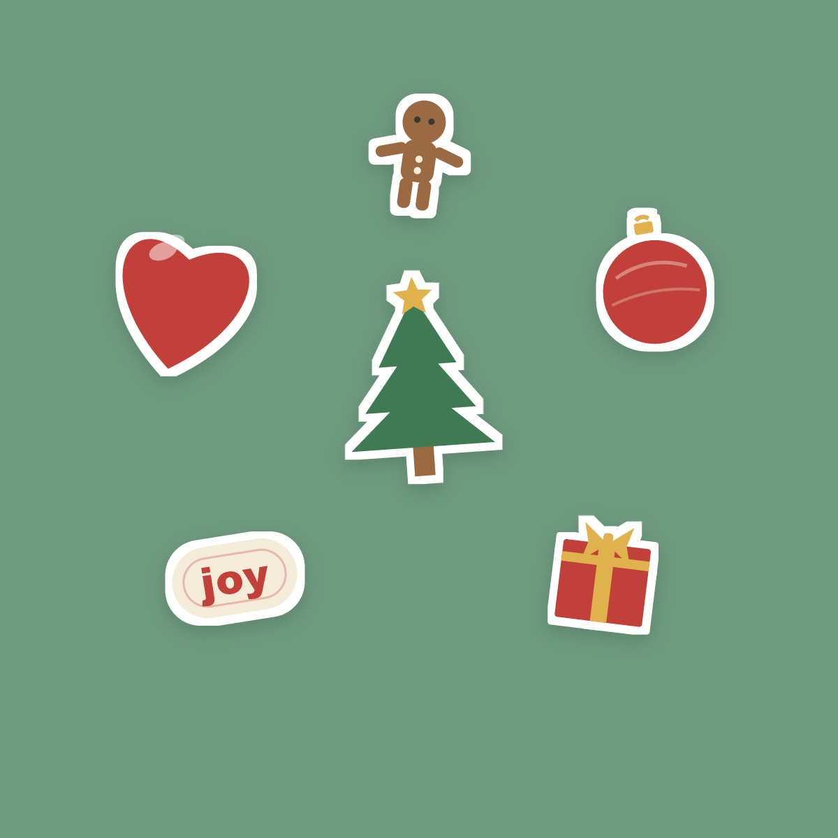 Christmas Sticker Pack — 14 Die-Cut Tree, Snowman & Gingerbread Stickers (PNG + SVG, Commercial Use) preview 2