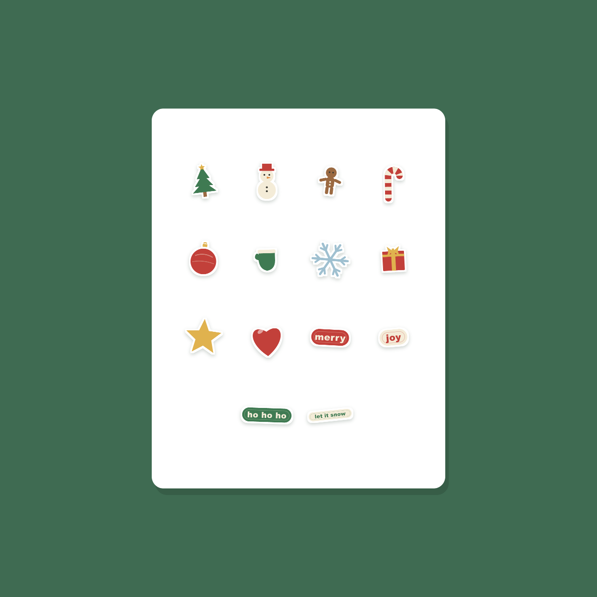 Christmas Sticker Pack — 14 Die-Cut Tree, Snowman & Gingerbread Stickers (PNG + SVG, Commercial Use) preview 3