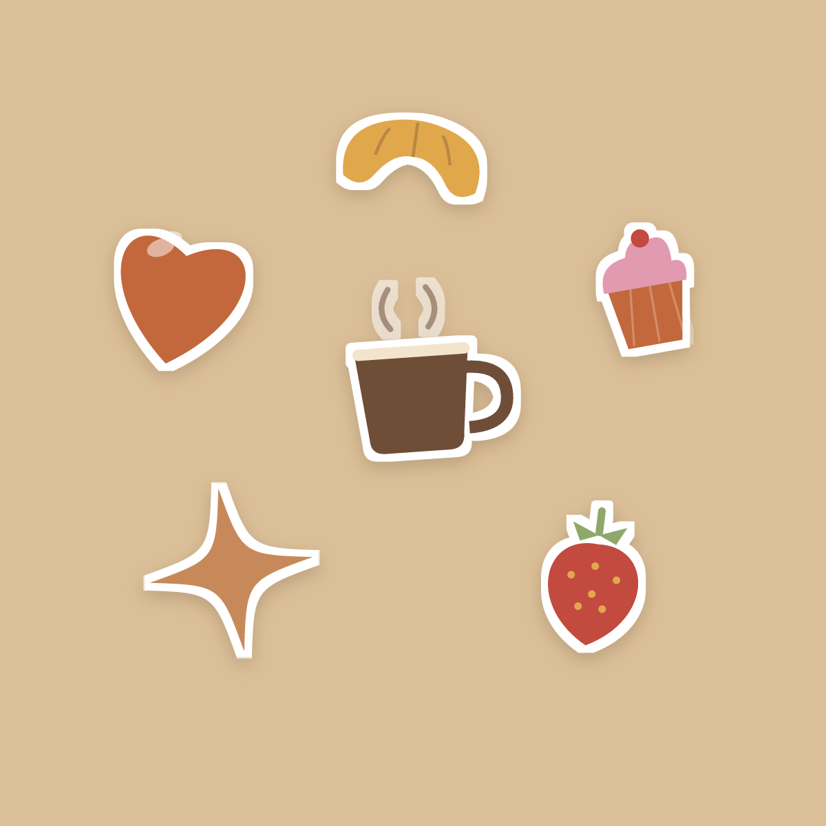 Coffee Lover Sticker Pack — 16 Die-Cut Coffee, Croissant & Cafe Stickers (PNG + SVG, Commercial Use) preview 2