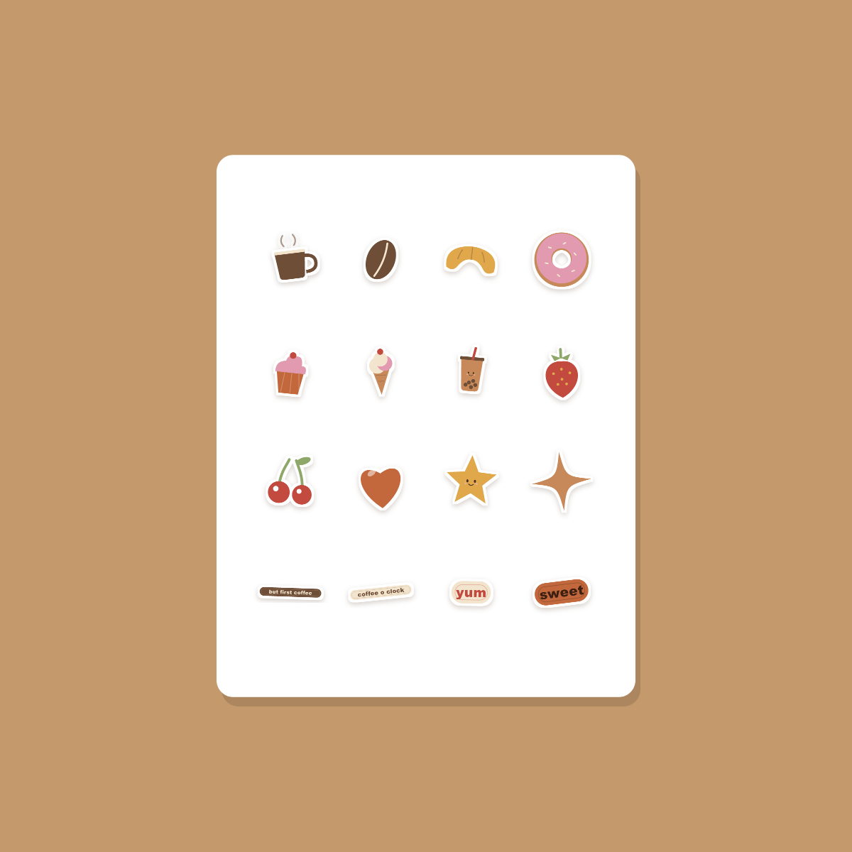 Coffee Lover Sticker Pack — 16 Die-Cut Coffee, Croissant & Cafe Stickers (PNG + SVG, Commercial Use) preview 3