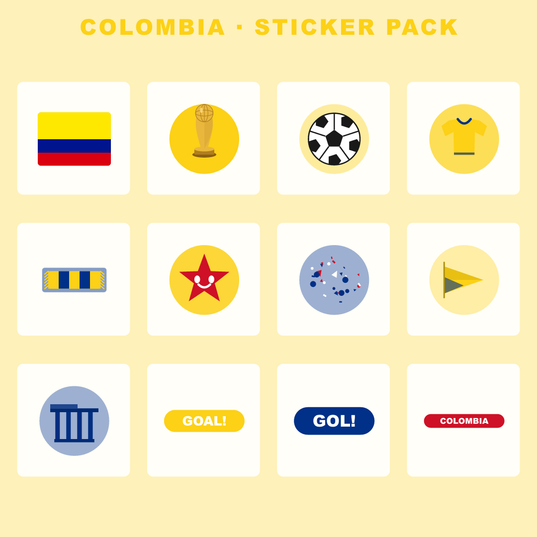 Colombia Football Fan Pack — Stickers, Digital Paper, Poster & Coloring Page preview 2