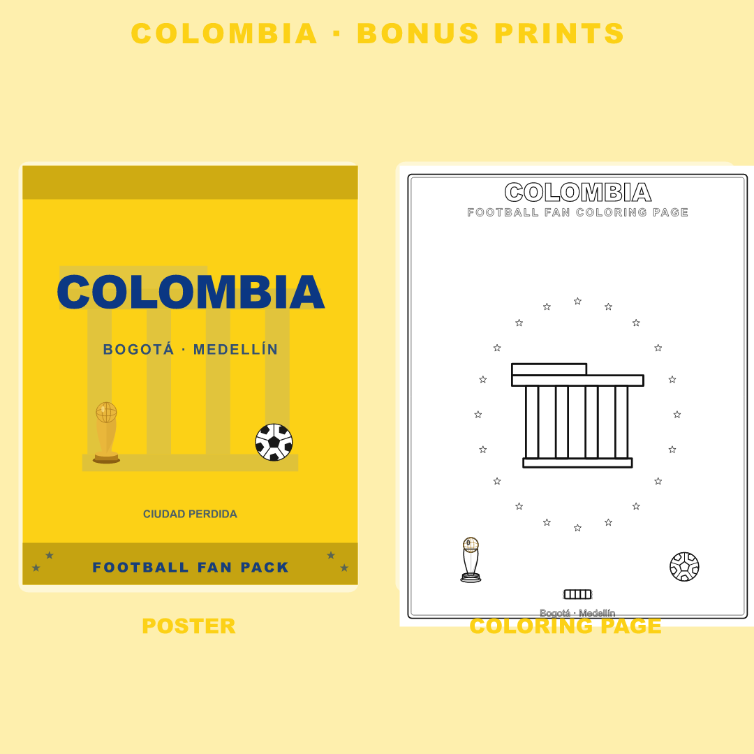 Colombia Football Fan Pack — Stickers, Digital Paper, Poster & Coloring Page preview 4