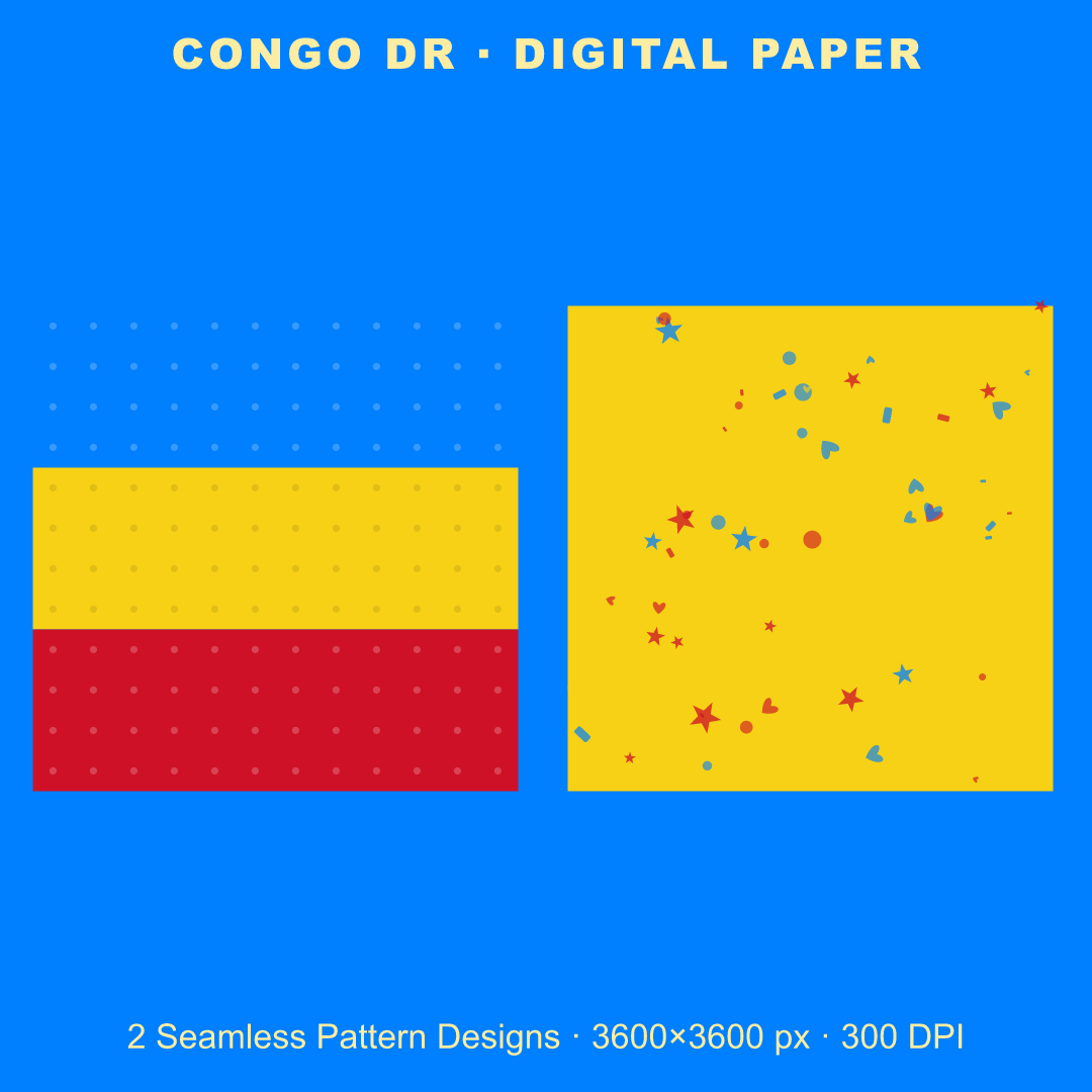 Congo DR Football Fan Pack — Stickers, Digital Paper, Poster & Coloring Page preview 3
