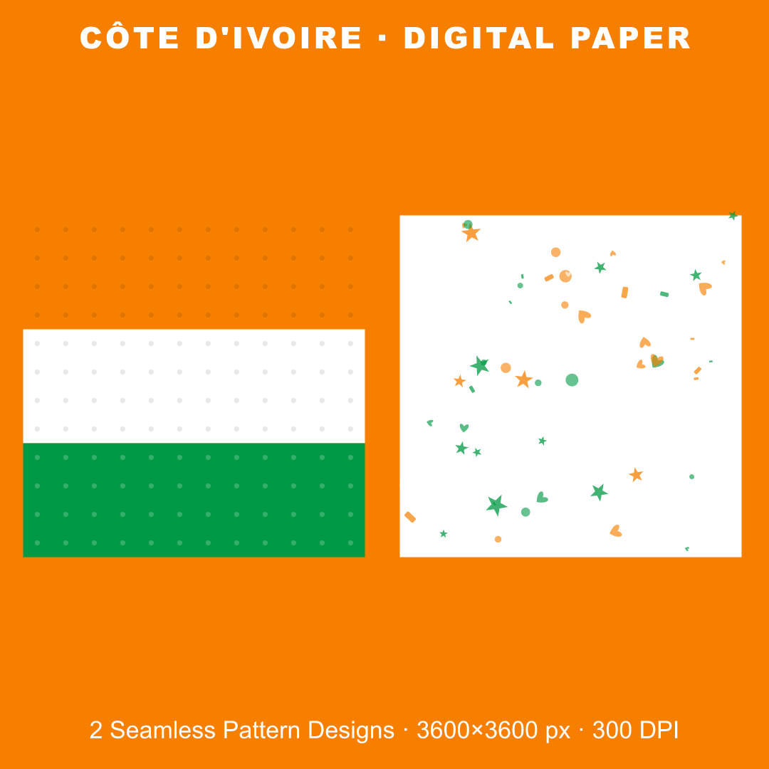 Côte d'Ivoire Football Fan Pack — Stickers, Digital Paper, Poster & Coloring Page preview 3
