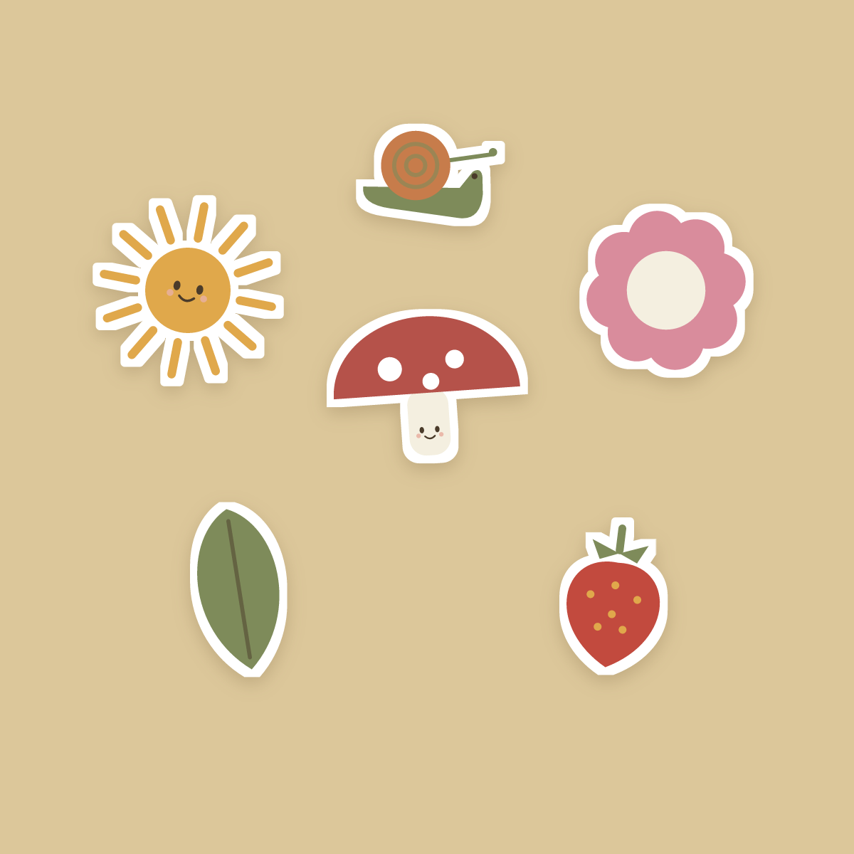 Cottagecore Sticker Pack — 16 Die-Cut Mushroom, Bee & Wildflower Stickers (PNG + SVG, Commercial Use) preview 2