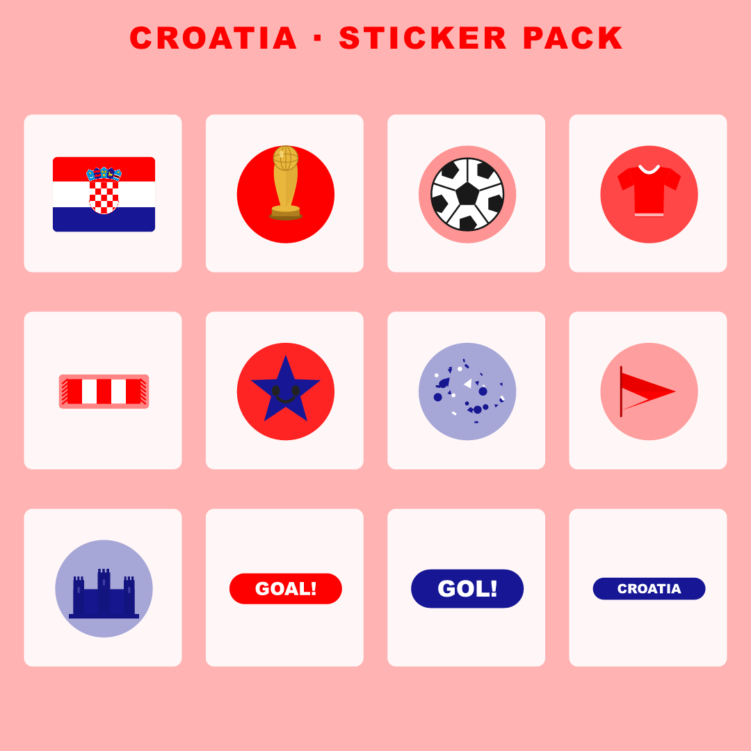 Croatia Football Fan Pack — Stickers, Digital Paper, Poster & Coloring Page preview 2
