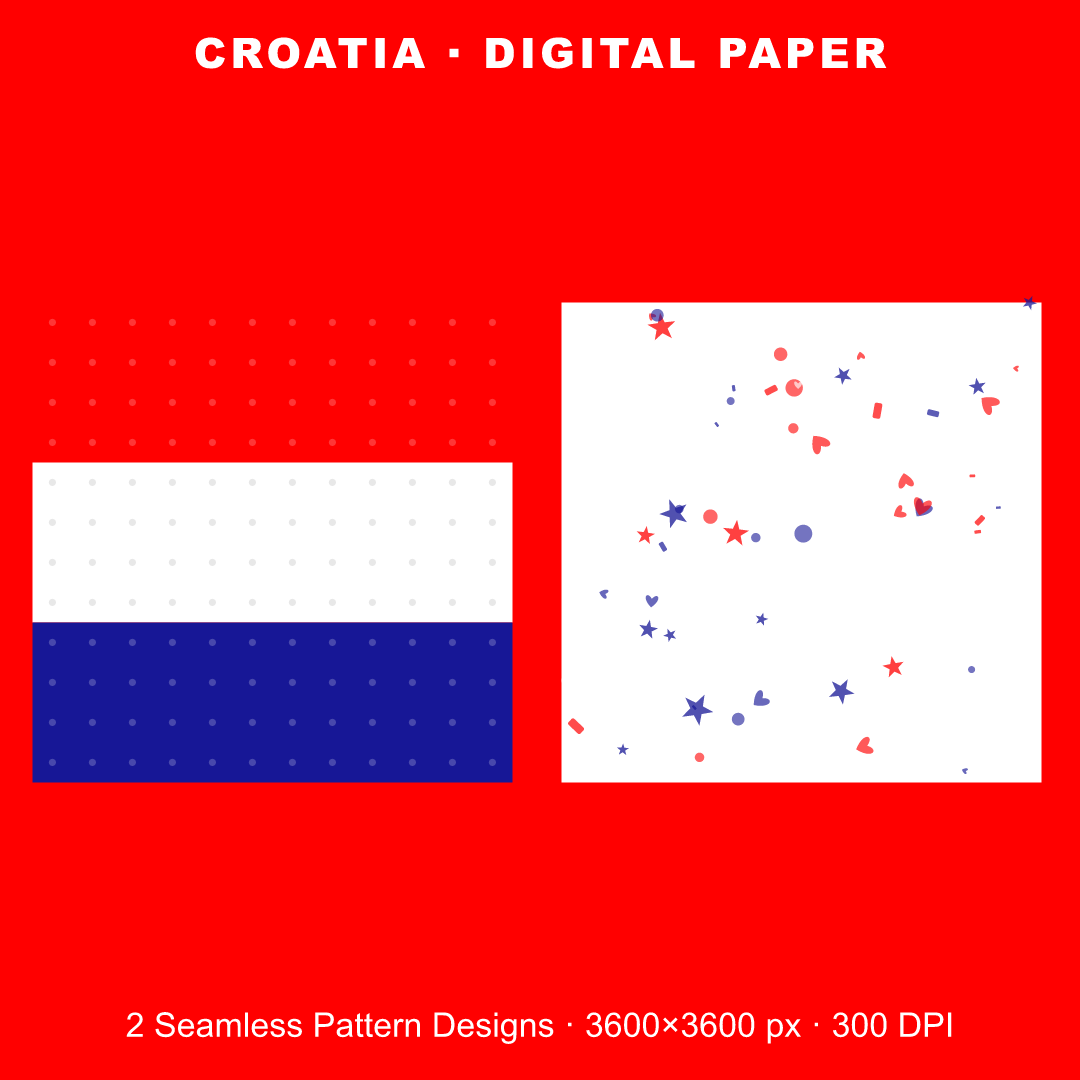 Croatia Football Fan Pack — Stickers, Digital Paper, Poster & Coloring Page preview 3