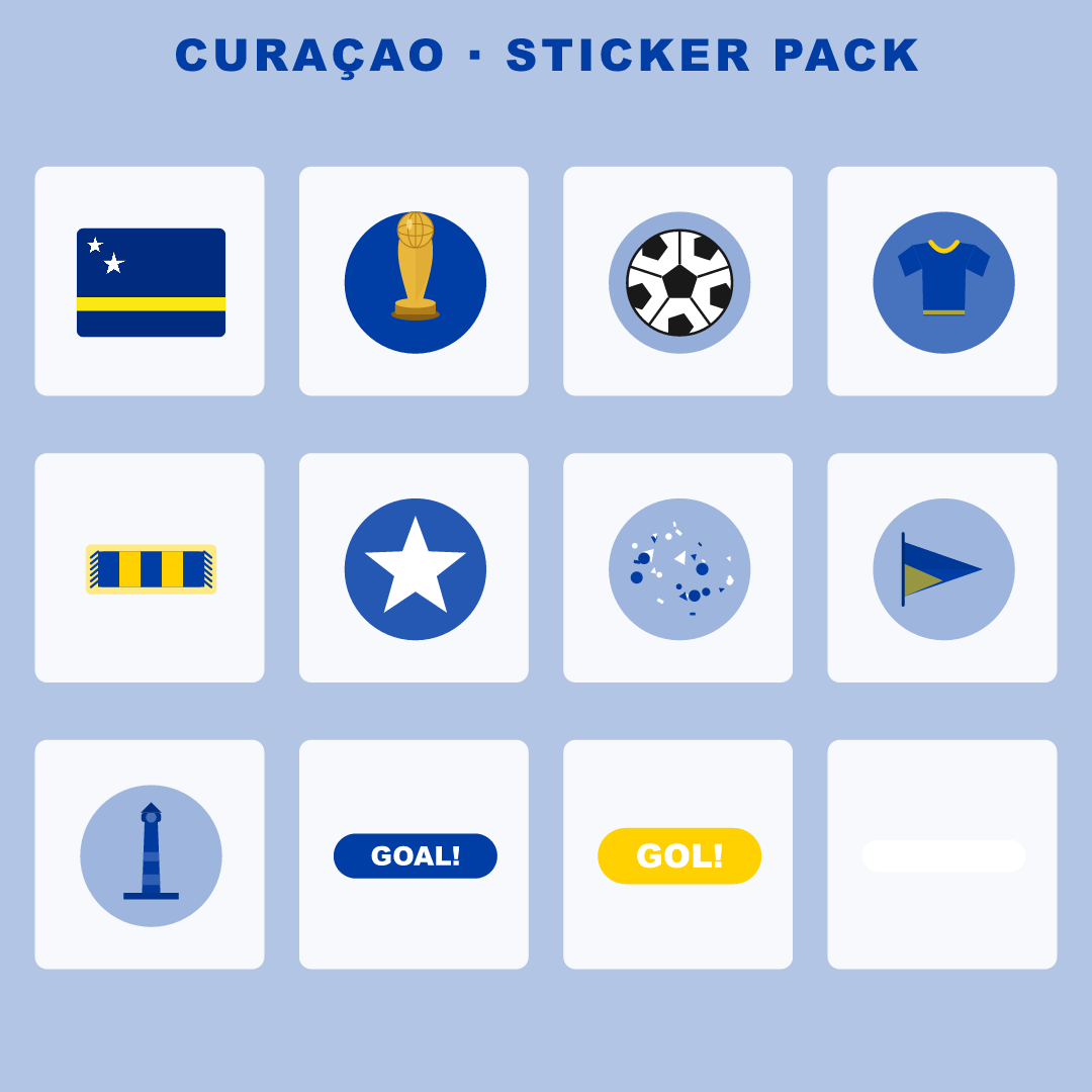 Curaçao Football Fan Pack — Stickers, Digital Paper, Poster & Coloring Page preview 2