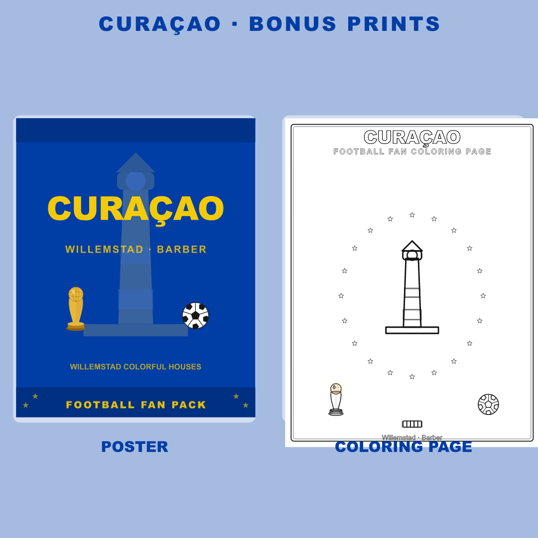 Curaçao Football Fan Pack — Stickers, Digital Paper, Poster & Coloring Page preview 4