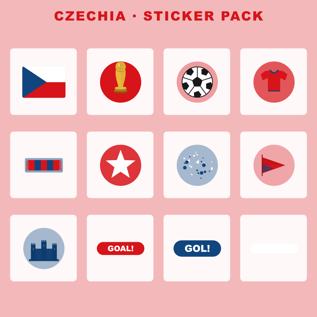 Czechia Football Fan Pack — Stickers, Digital Paper, Poster & Coloring Page preview 2