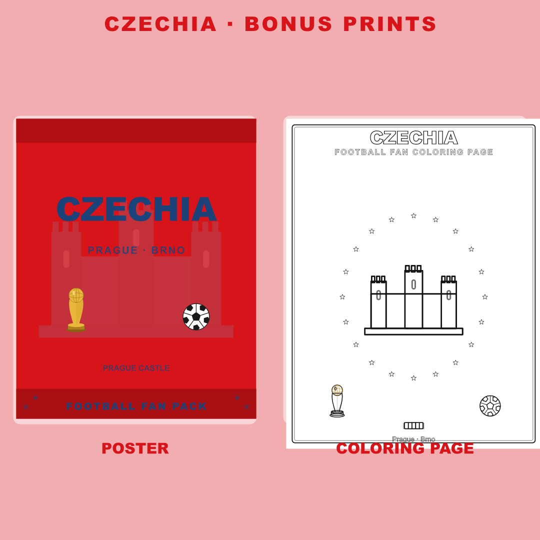 Czechia Football Fan Pack — Stickers, Digital Paper, Poster & Coloring Page preview 4
