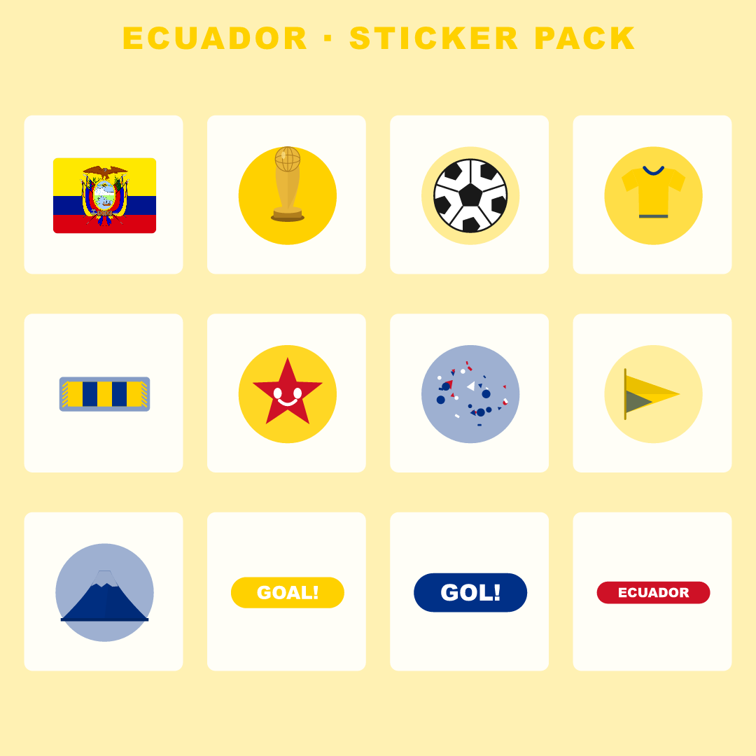 Ecuador Football Fan Pack — Stickers, Digital Paper, Poster & Coloring Page preview 2