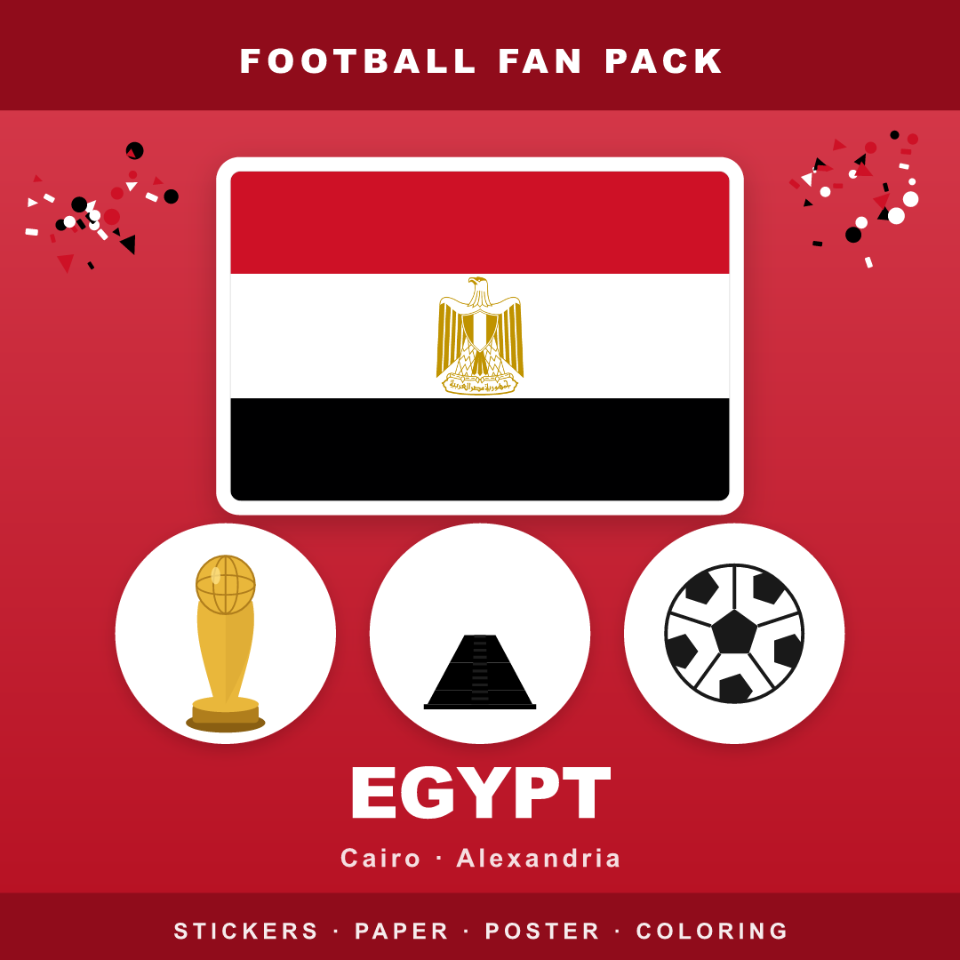 Egypt Football Fan Pack — Stickers, Digital Paper, Poster & Coloring Page