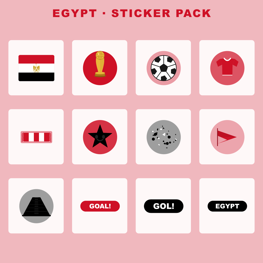 Egypt Football Fan Pack — Stickers, Digital Paper, Poster & Coloring Page preview 2