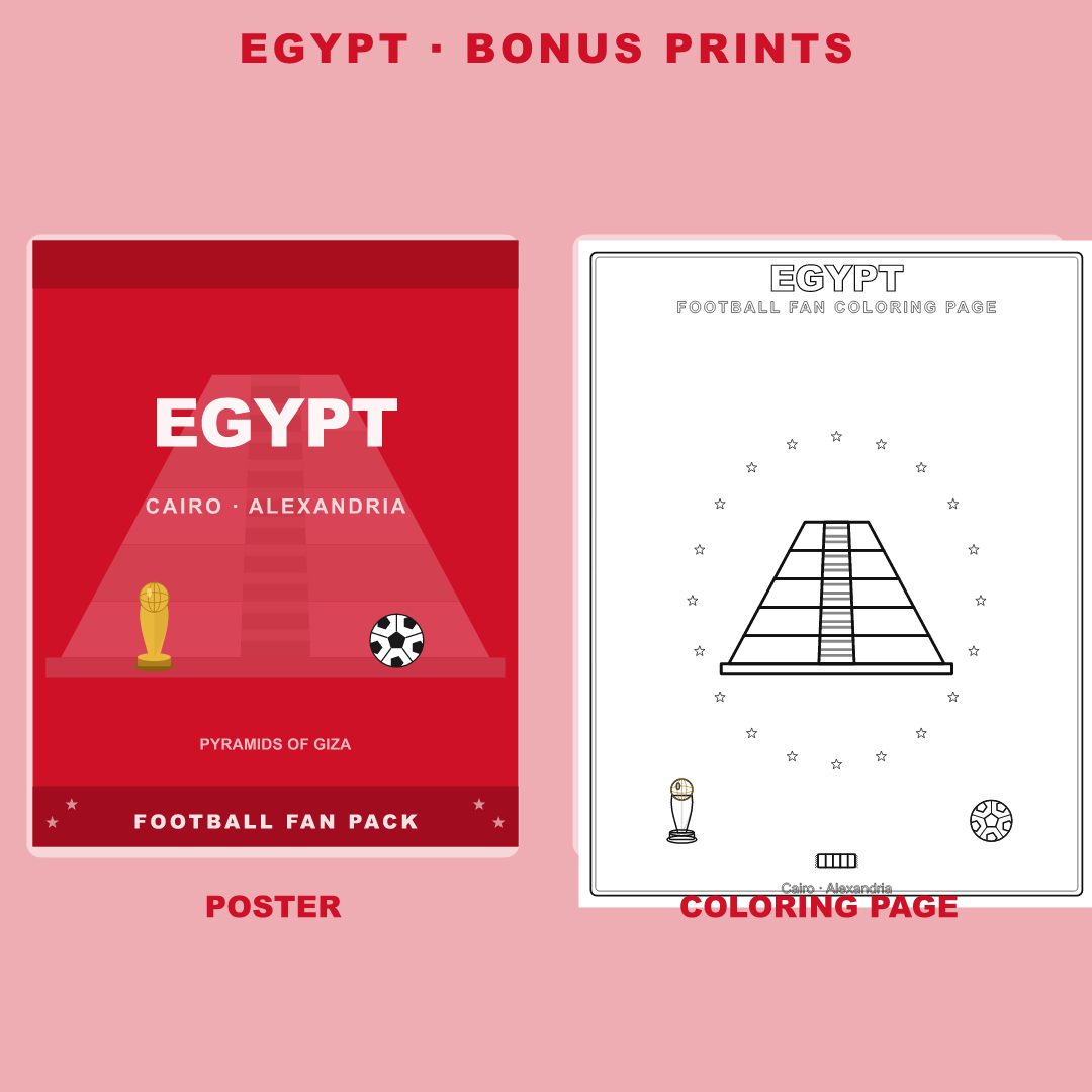 Egypt Football Fan Pack — Stickers, Digital Paper, Poster & Coloring Page preview 4