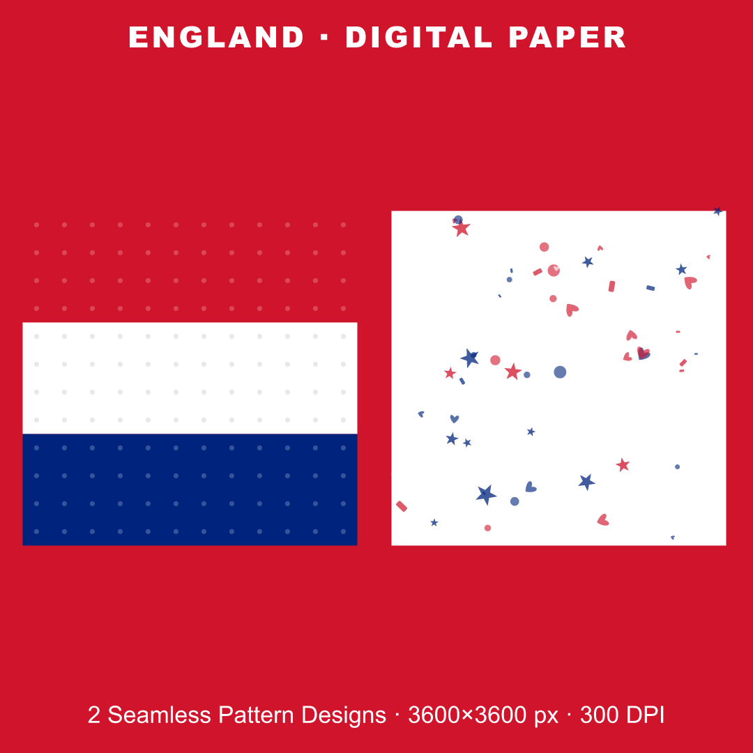 England Football Fan Pack — Stickers, Digital Paper, Poster & Coloring Page preview 3