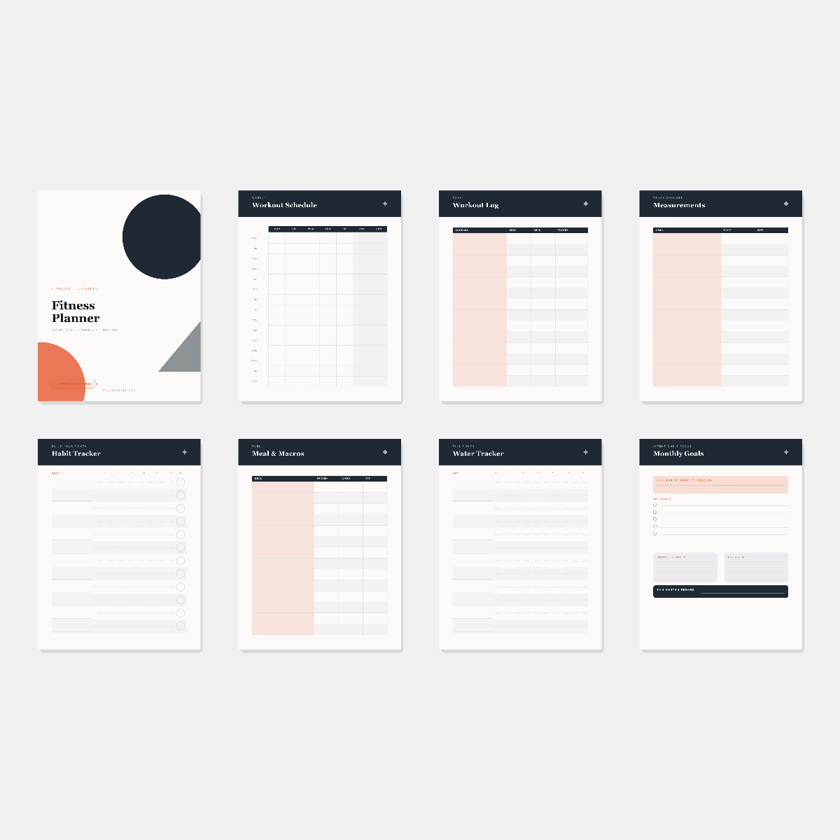 Fitness & Workout Planner — 10 Printable Pages (A4 + US Letter PDF + SVG) preview 3