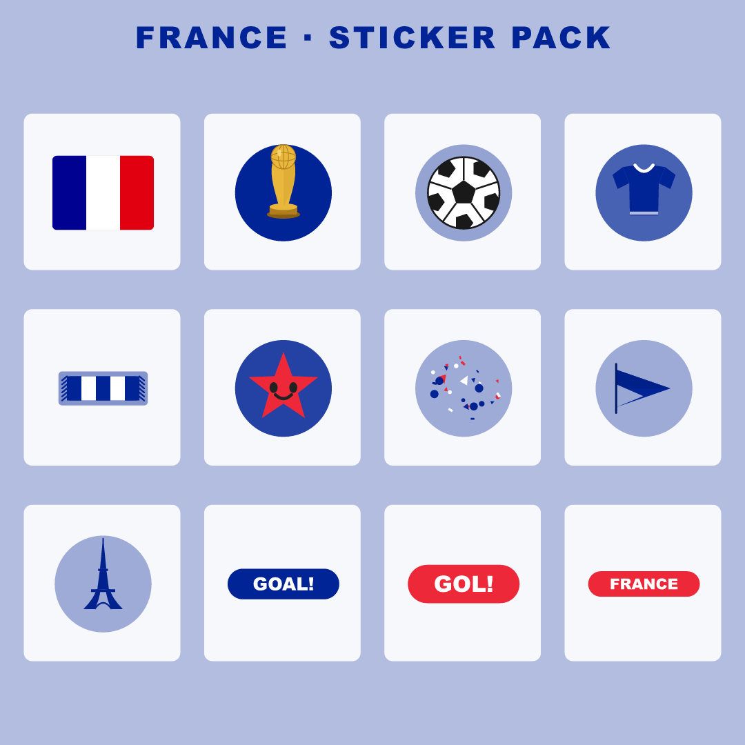 France Football Fan Pack — Stickers, Digital Paper, Poster & Coloring Page preview 2
