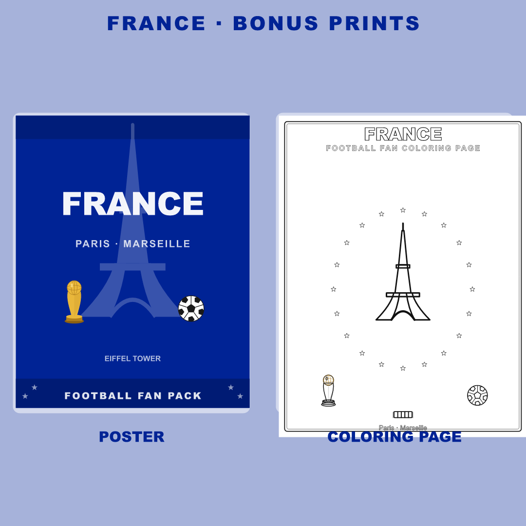 France Football Fan Pack — Stickers, Digital Paper, Poster & Coloring Page preview 4