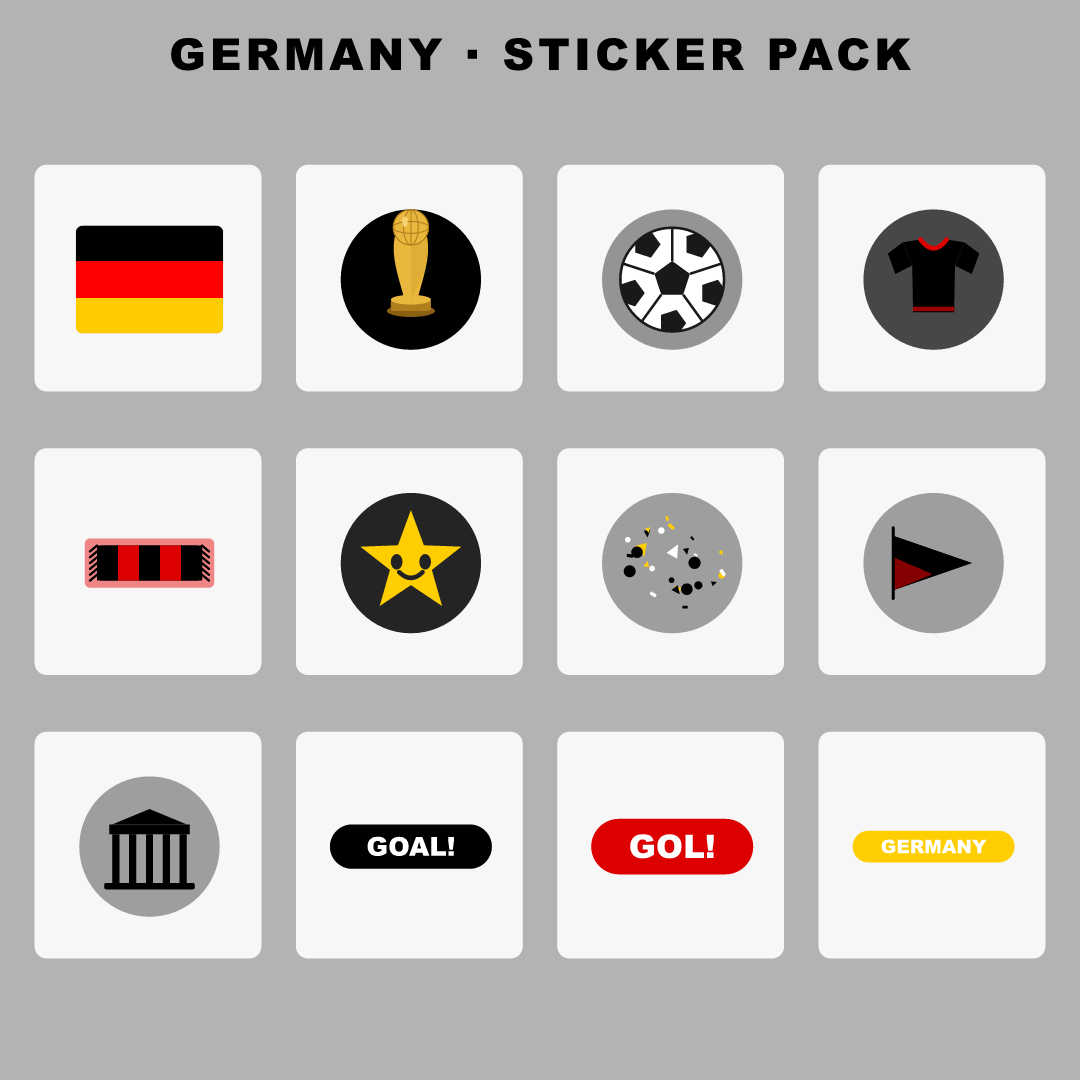 Germany Football Fan Pack — Stickers, Digital Paper, Poster & Coloring Page preview 2