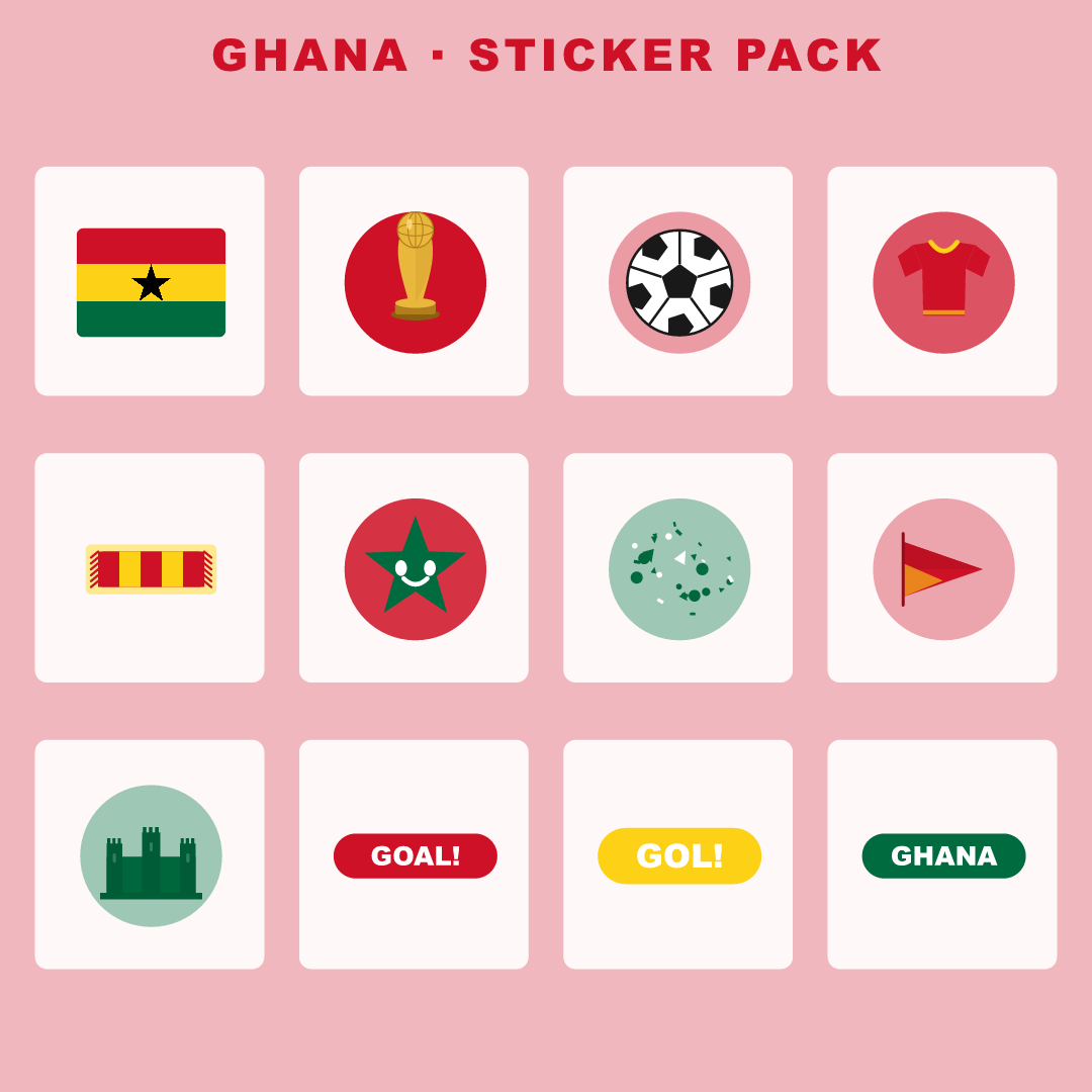 Ghana Football Fan Pack — Stickers, Digital Paper, Poster & Coloring Page preview 2