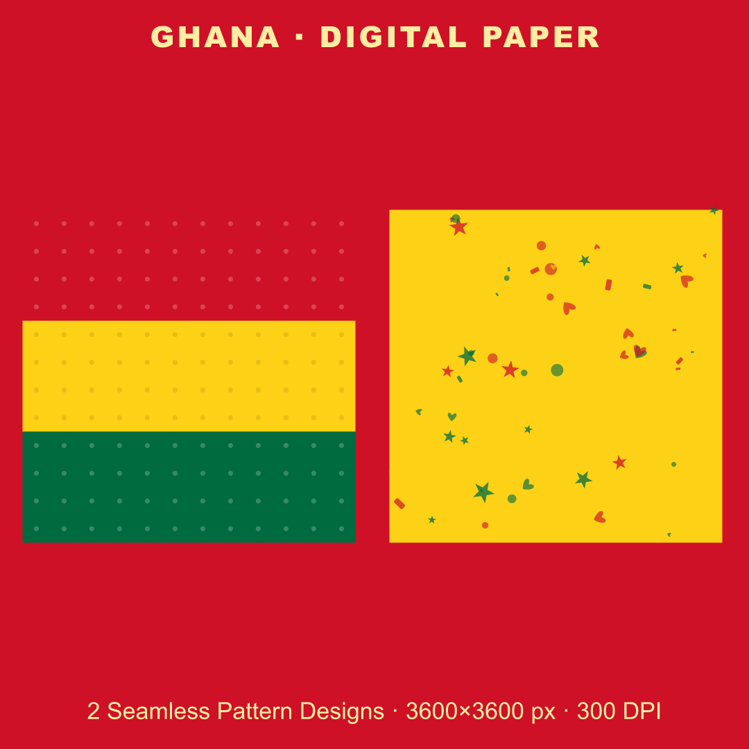 Ghana Football Fan Pack — Stickers, Digital Paper, Poster & Coloring Page preview 3