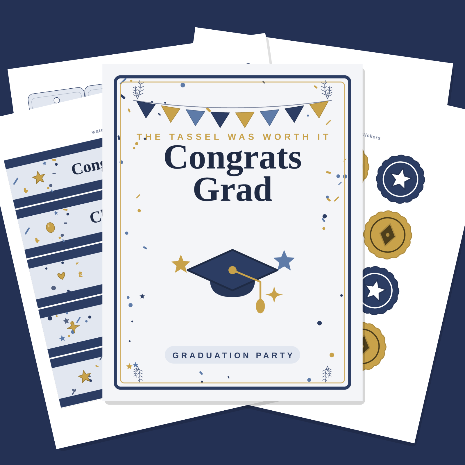 Graduation Party Printables Set — Cupcake Toppers, Favor Tags, Labels & Welcome Sign (Printable PDF + SVG)