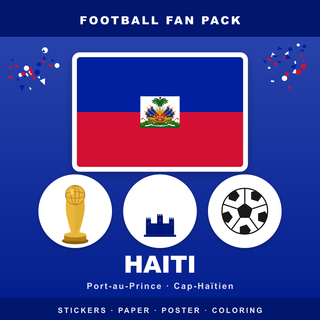 Haiti Football Fan Pack — Stickers, Digital Paper, Poster & Coloring Page