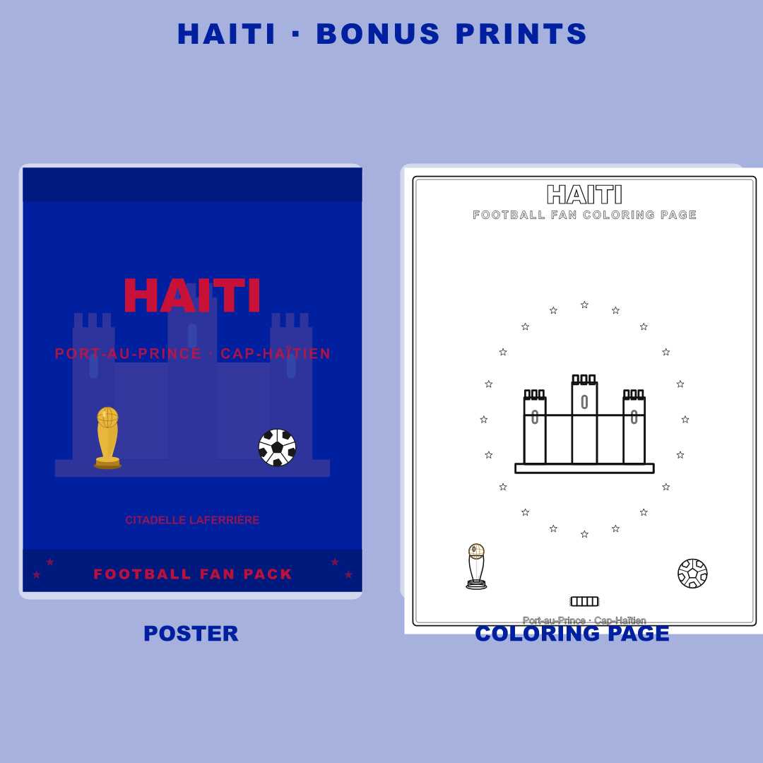 Haiti Football Fan Pack — Stickers, Digital Paper, Poster & Coloring Page preview 4