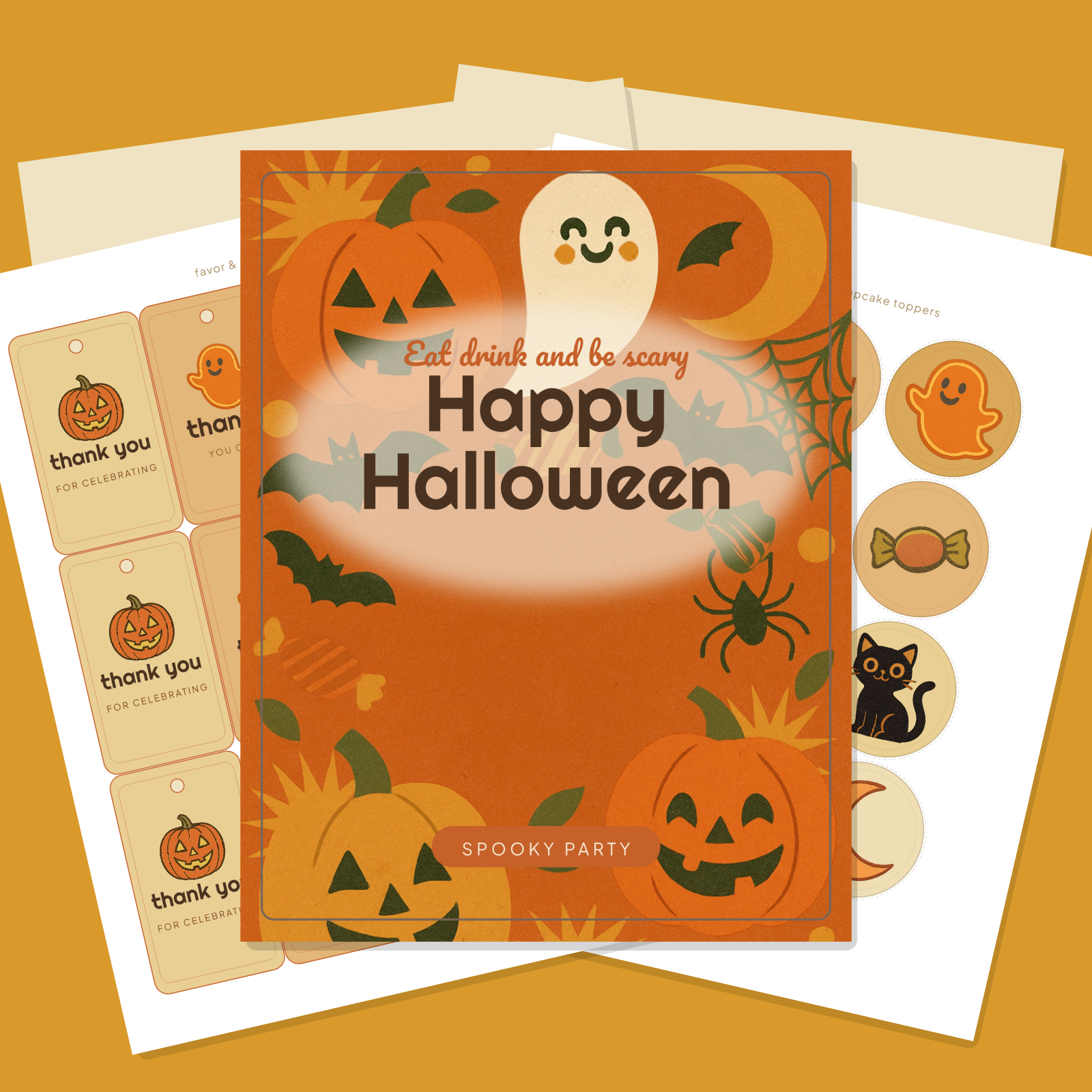 Halloween Party Printables Mega-Bundle — All 10 Art Styles (70 Sheets: Invitations, Banners, Toppers, Tags & More) — PDF + SVG preview 3