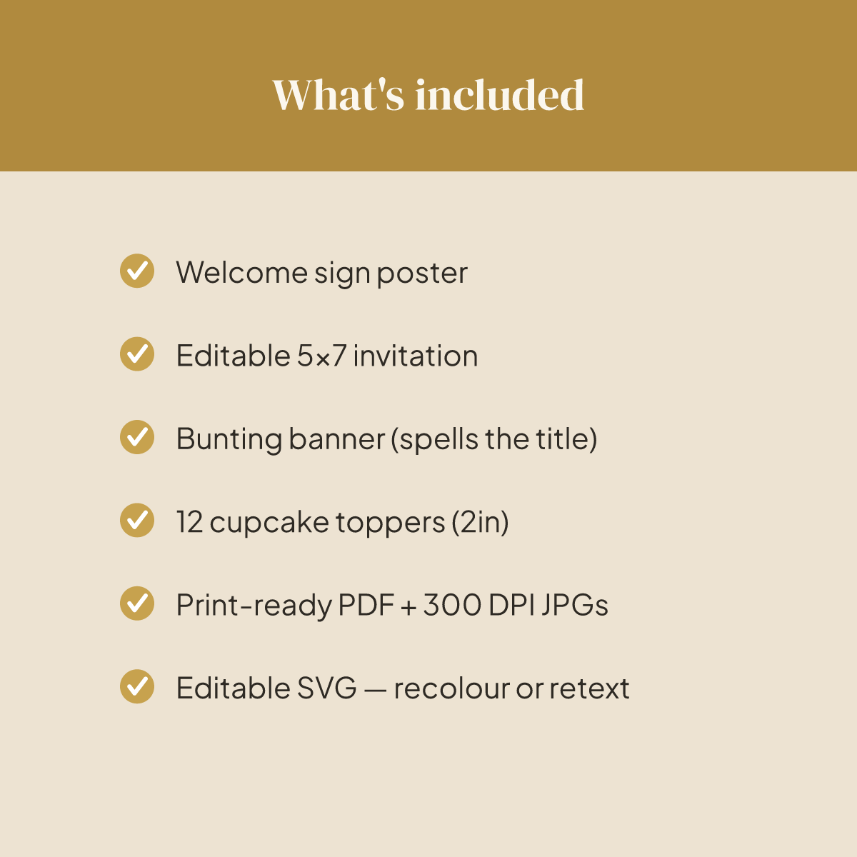 Halloween Party Printables — Elegant Gold (Invitation, Banner, Cupcake Toppers, Tags, Labels & Welcome Sign) — Printable PDF + SVG preview 5