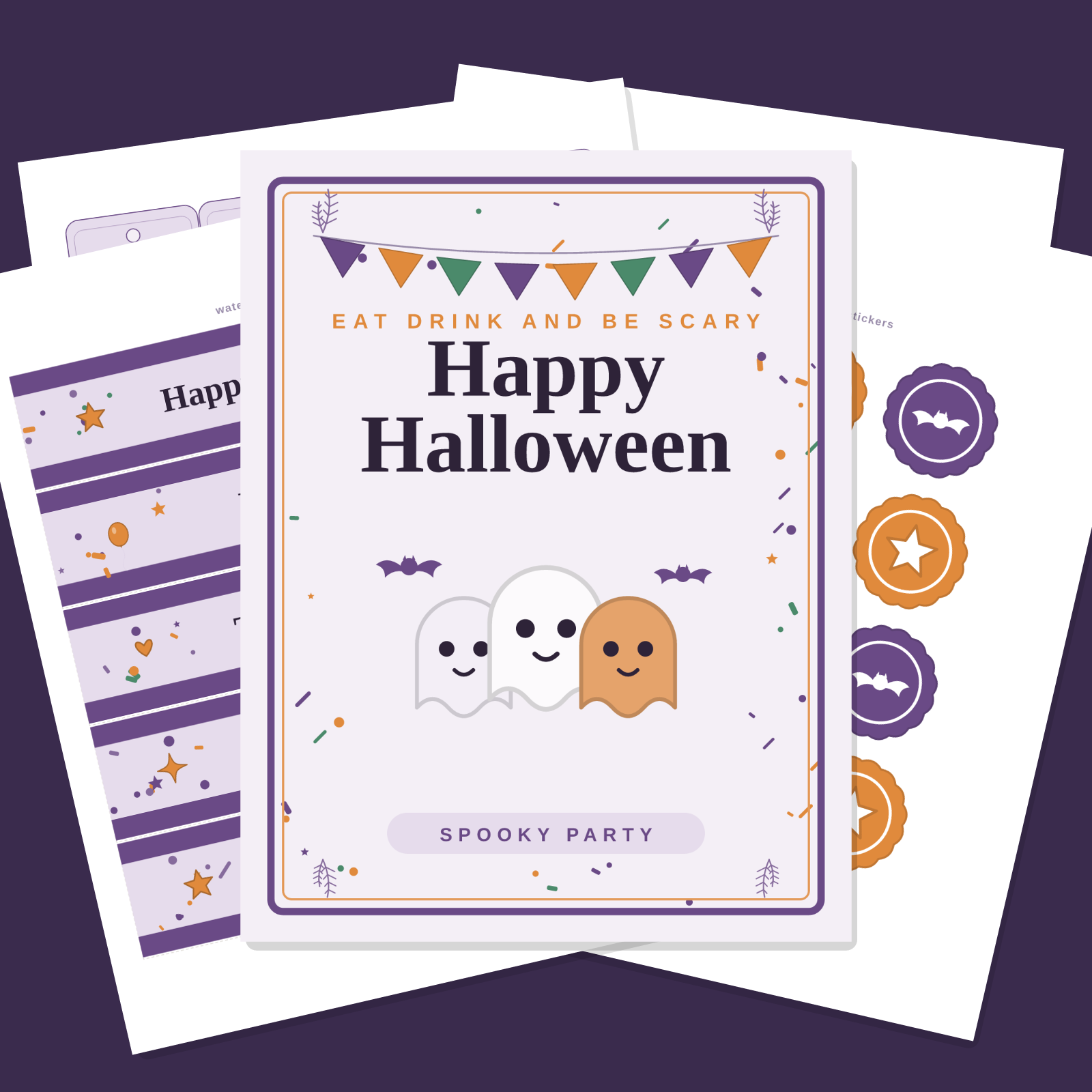 Halloween Party Printables Set — Cupcake Toppers, Favor Tags, Labels & Welcome Sign (Printable PDF + SVG)