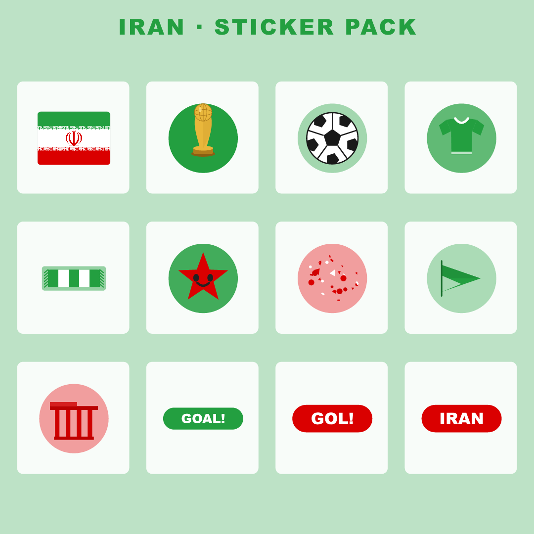 Iran Football Fan Pack — Stickers, Digital Paper, Poster & Coloring Page preview 2